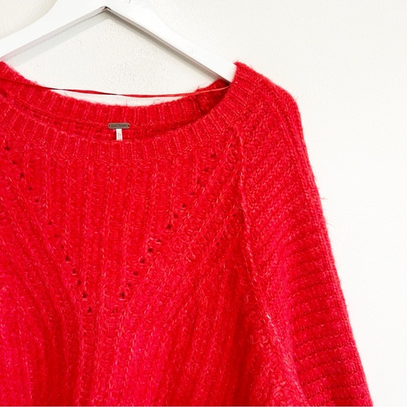 BOGO! Free People Carter Soft Chunky Knit Pullover Red Size Medium - Picture 6 of 10